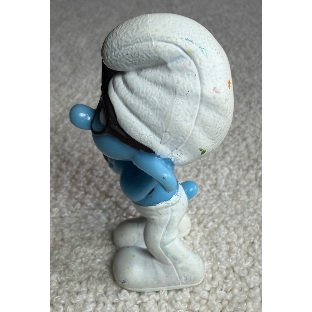 McDonalds Brainy Smurf Figure 2011 Peyo Walkie Talkie Toy Collectible 3 Inch - Picture 6 of 6